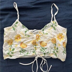 Danielle Guizio Embroidered Floral Dreams Tank